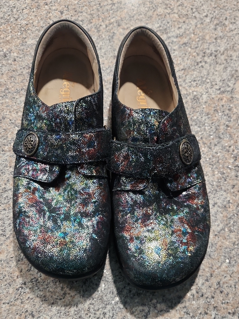 Alegria Women’s Iridescent Multi‑Tone Loafers Size 11 | Slip Resistant Comfort